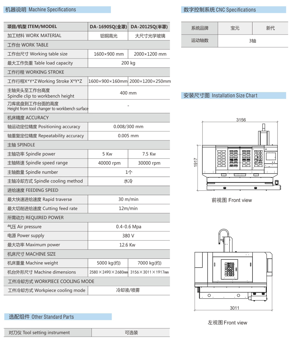 大型全罩精雕機參數