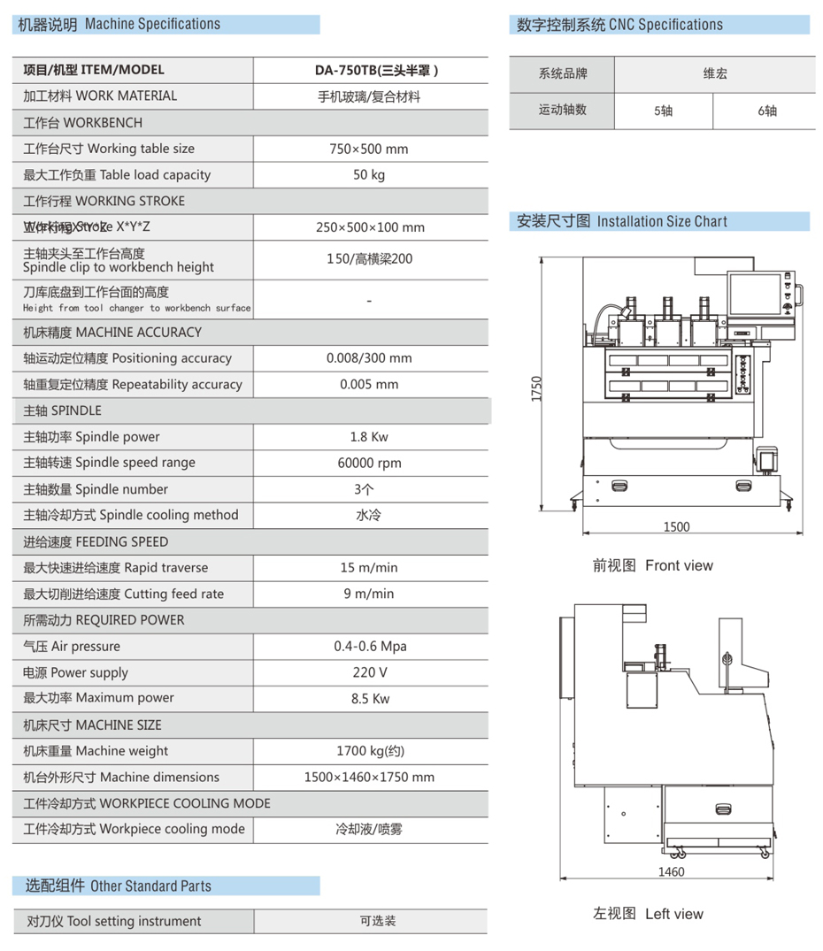 三頭精雕機參數表